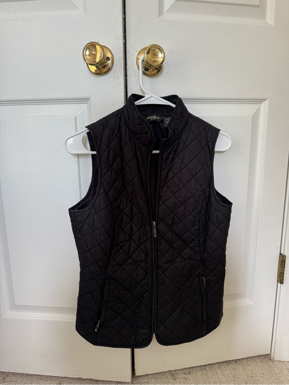 Eddie Bauer Black Quilted Zip-Front Vest
